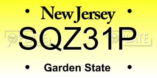 SQZ31P New Jersey License Plate