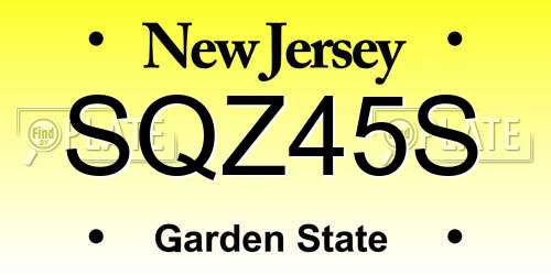 SQZ45S New Jersey License Plate