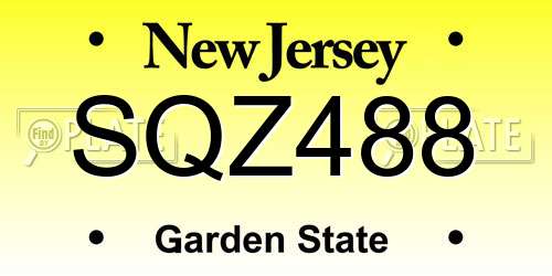 SQZ488 New Jersey License Plate