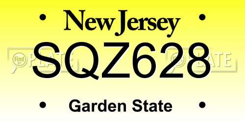 SQZ628 New Jersey License Plate