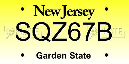 SQZ67B New Jersey License Plate
