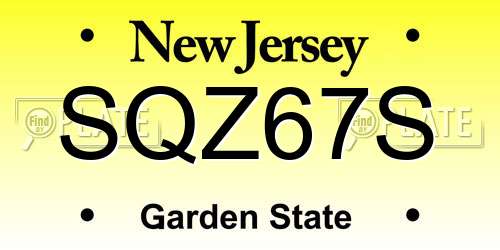 SQZ67S New Jersey License Plate