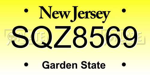 SQZ8569 New Jersey License Plate