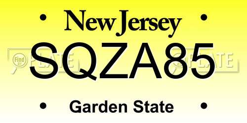 SQZA85 New Jersey License Plate