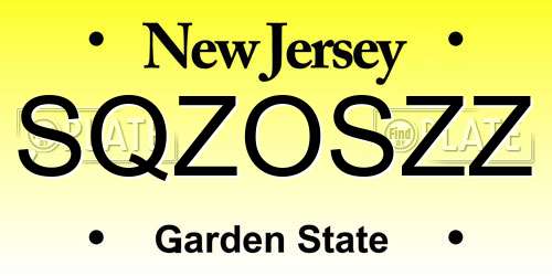 SQZOSZZ New Jersey License Plate