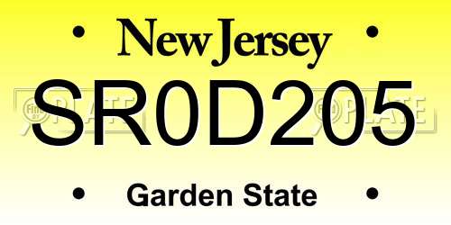 SR0D205 New Jersey License Plate