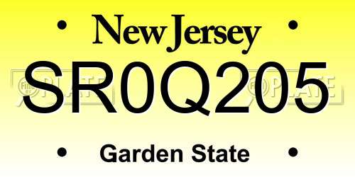 SR0Q205 New Jersey License Plate