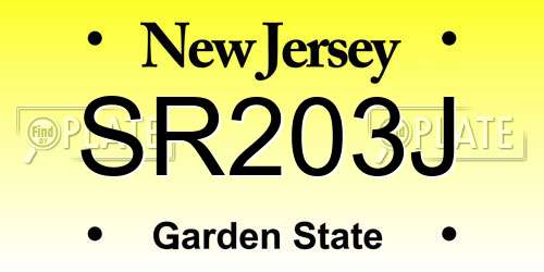 SR203J New Jersey License Plate