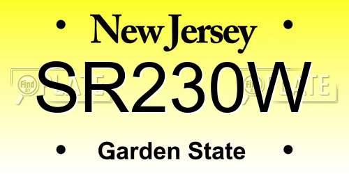 SR230W New Jersey License Plate