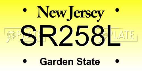 SR258L New Jersey License Plate