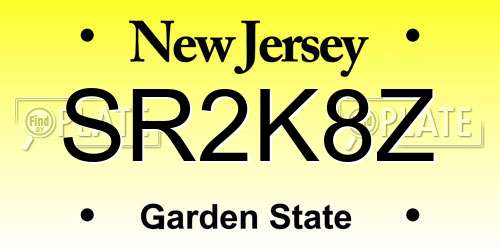 SR2K8Z New Jersey License Plate