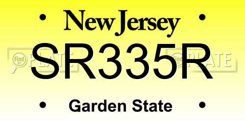 SR335R New Jersey License Plate