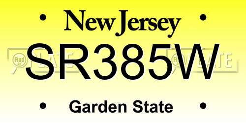 SR385W New Jersey License Plate