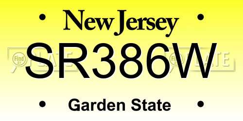 SR386W New Jersey License Plate