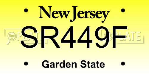 SR449F New Jersey License Plate