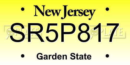 SR5P817 New Jersey License Plate