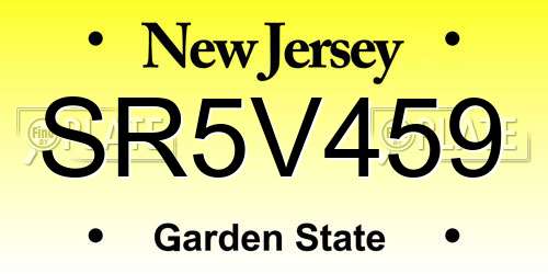 SR5V459 New Jersey License Plate