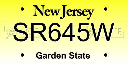 SR645W New Jersey License Plate