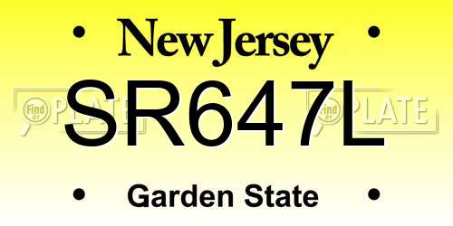 SR647L New Jersey License Plate