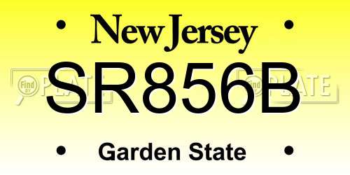SR856B New Jersey License Plate