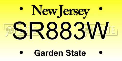 SR883W New Jersey License Plate
