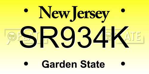 SR934K New Jersey License Plate