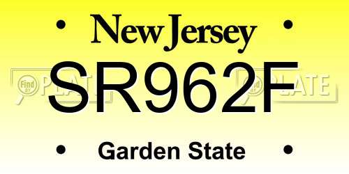 SR962F New Jersey License Plate