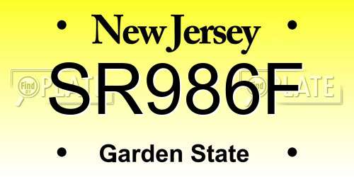 SR986F New Jersey License Plate