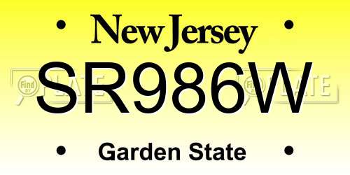 SR986W New Jersey License Plate