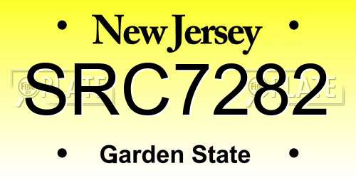 SRC7282 New Jersey License Plate