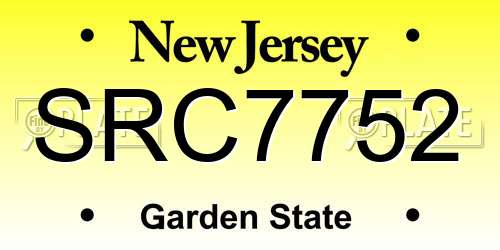 SRC7752 New Jersey License Plate