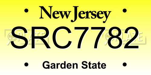 SRC7782 New Jersey License Plate