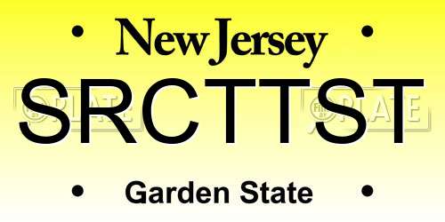 SRCTTST New Jersey License Plate