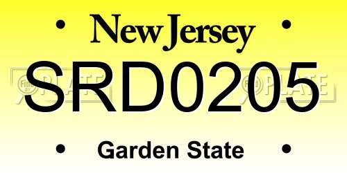 SRD0205 New Jersey License Plate