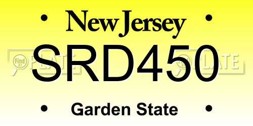SRD450 New Jersey License Plate