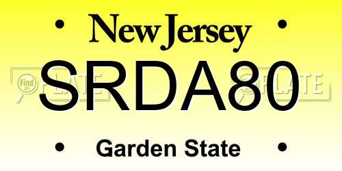 SRDA80 New Jersey License Plate