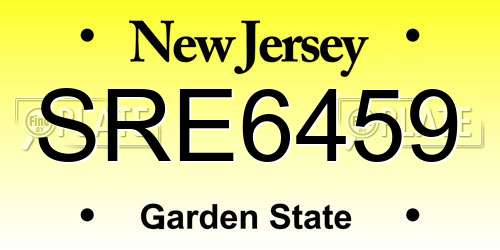 SRE6459 New Jersey License Plate