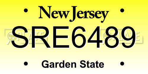 SRE6489 New Jersey License Plate