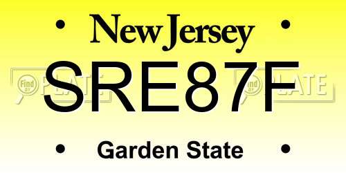 SRE87F New Jersey License Plate