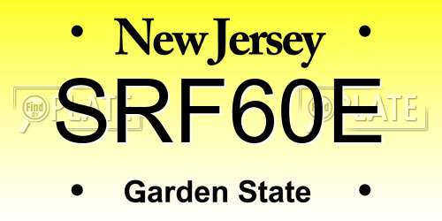 SRF60E New Jersey License Plate