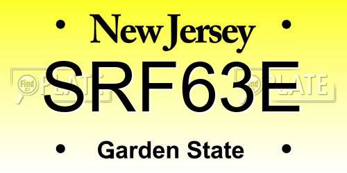 SRF63E New Jersey License Plate
