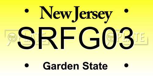 SRFG03 New Jersey License Plate