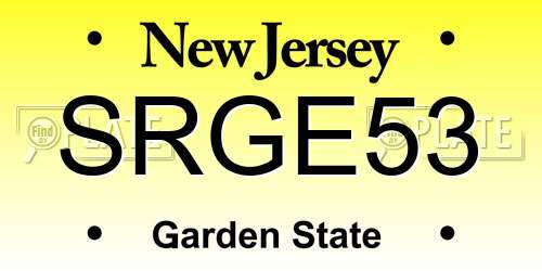 SRGE53 New Jersey License Plate