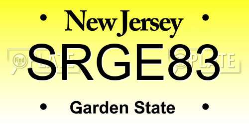 SRGE83 New Jersey License Plate