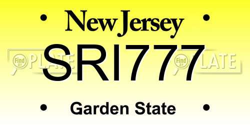 SRI777 New Jersey License Plate
