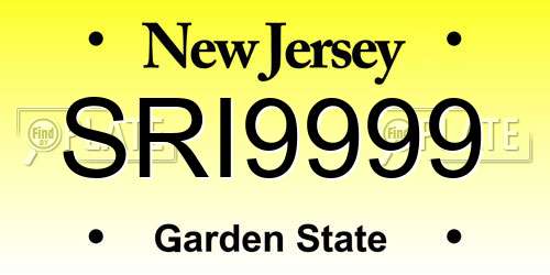 SRI9999 New Jersey License Plate