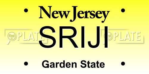 SRIJI New Jersey License Plate