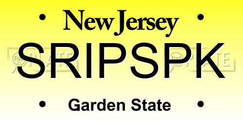 SRIPSPK New Jersey License Plate
