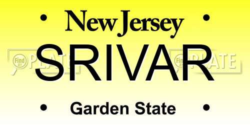 SRIVAR New Jersey License Plate
