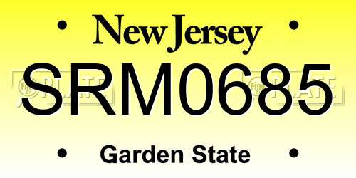 SRM0685 New Jersey License Plate